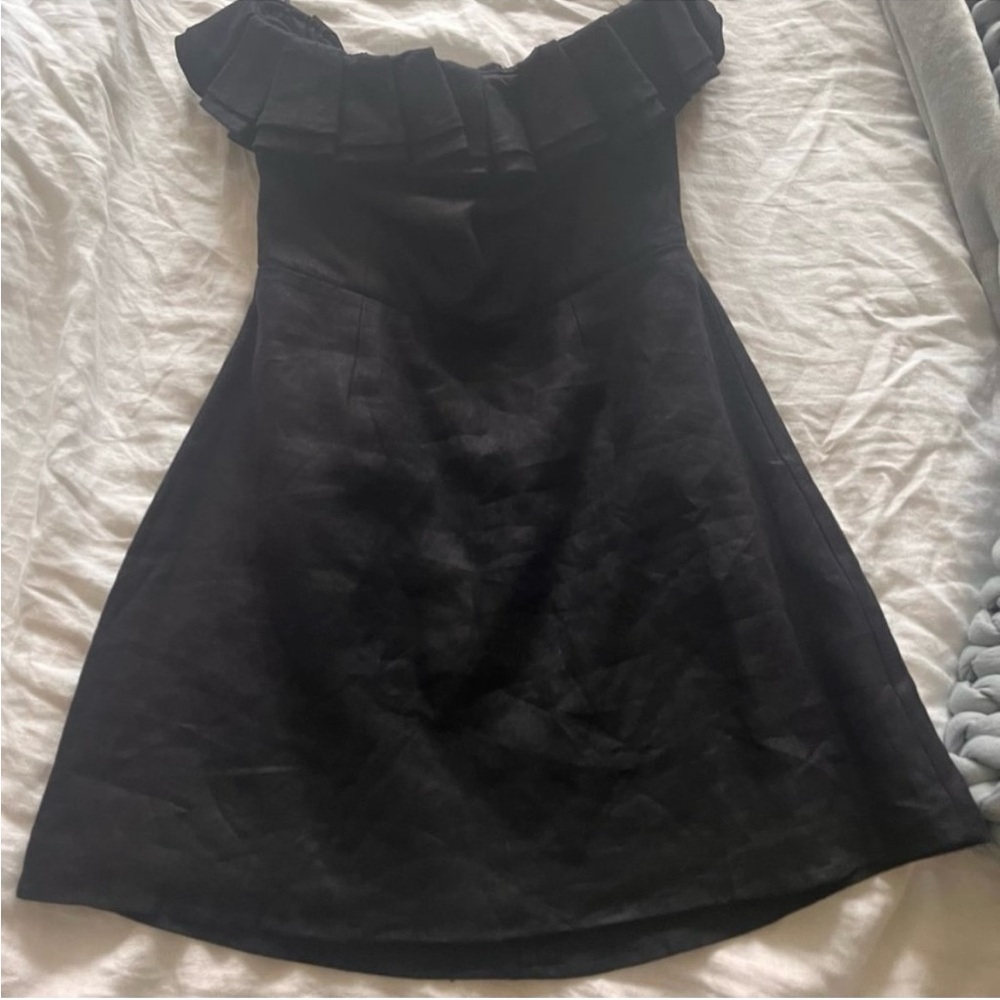 Reformation Black Strapless Ruffle Dress - Picture 3 of 5